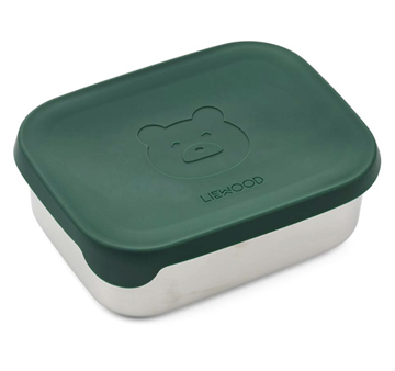 Liewood - Nina rustfristål madkasse - Mr. bear garden green